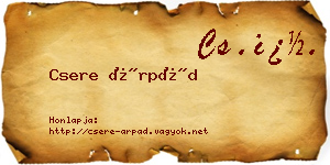 Csere Árpád névjegykártya